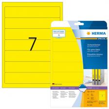 HERMA 5091 (для папок) Этикетки самоклеющиеся Бумажные А4, 192.0 x 38.0, цвет: Желтый, клей: перманентный, для печати на: струйных и лазерных аппаратах, в пачке: 25 листов/175 этикеток – фото 1