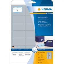 HERMA 4113 Этикетки самоклеющиеся Полиэстровые А4, 63.5 x 38.1, цвет: Серебристый, клей: перманентный, для печати на: лазерных аппаратах, в пачке: 25 листов/525 этикеток HERMA 4113 Этикетки самоклеющиеся Полиэстровые А4, 63.5 x 38.1, цвет: Серебристый, клей: перманентный, для печати на: лазерных аппаратах, в пачке: 25 листов/525 этикеток
