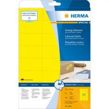 HERMA 4466 Этикетки самоклеющиеся Бумажные А4, 70.0 x 37.0, цвет: Желтый, клей: перманентный, для печати на: струйных и лазерных аппаратах, в пачке: 25 листов/600 этикеток