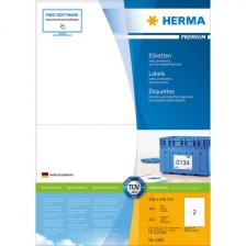 HERMA 4282 Этикетки самоклеющиеся Бумажные А4, 210.0 x 148.0, цвет: Белый, клей: перманентный, для печати на: струйных и лазерных аппаратах, в пачке: 100 листов/200 этикеток