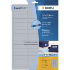 HERMA 4119 Этикетки самоклеющиеся Полиэстровые А4, 63.5 x 16.9, цвет: Серебристый, клей: перманентный, для печати на: лазерных аппаратах, в пачке: 25 листов/1200 этикеток HERMA 4119 Этикетки самоклеющиеся Полиэстровые А4, 63.5 x 16.9, цвет: Серебристый, клей: перманентный, для печати на: лазерных аппаратах, в пачке: 25 листов/1200 этикеток