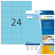 HERMA 4468 Этикетки самоклеющиеся Бумажные А4, 70.0 x 37.0, цвет: Голубой, клей: перманентный, для печати на: струйных и лазерных аппаратах, в пачке: 25 листов/600 этикеток – фото 1