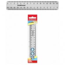 Линейка 15 см ErichKrause "Clear", пластик, двусторонняя шкала, прозрачная, европодвес