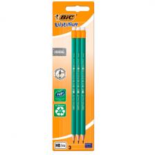 Карандаши BIC Evolution Original чёрно-графитовые с ластиком 3 шт