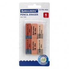BRAUBERG Набор ластиков Ultra Mix 229602, 6 шт 14 мм ассорти 6 шт.