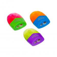 Пластиковая точилка Berlingo Hyper 2 отверстия, контейнер, ассорти BBp_15021