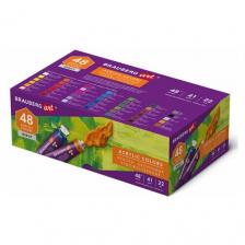 Краски акриловые художественные для рисования, Набор 48 штук, 41 цвет по 22 мл, в тубах, Brauberg Art Debut, 192302