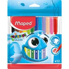 Фломастеры Maped Color'peps ocean 12 цветов смывающиеся с вентилируемыми колпачками (845720)