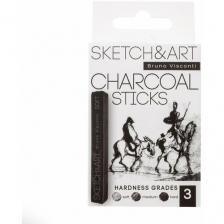 Уголь прессованный "SKETCH&ART", "Bruno Visconti", черный, 3 шт. в наборе (мягкий, средний, твердый), арт. 25-001