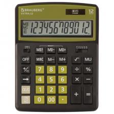 Калькулятор настольный BRAUBERG EXTRA-12- BKOL (206x155 мм), 12 разрядов, двойное питание, черно- оливковый, 250471