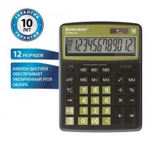Калькулятор настольный BRAUBERG EXTRA-12- BKOL (206x155 мм), 12 разрядов, двойное питание, черно- оливковый, 250471 – фото 1