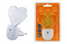 Tdm Ночник Сердце с датчиком света,светодиодный, 0.3 Вт 220 В SQ0357-0008 1 шт