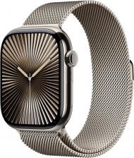 Умные часы Apple Watch Series 10 46 мм из титана натурального цвета, миланский сетчатый браслет натурального цвета (M/L)