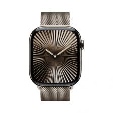 Apple Watch Series 10, 46 мм, корпус из титана цвета «титановый бежевый», спортивный ремешок цвета «миланская петля» бежевый M/L