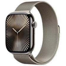 Apple Watch Series 10, 46 мм, корпус из титана натурального цвета, миланский сетчатый браслет натурального цвета S/M
