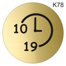 Информационная табличка «Время работы с 10 до 19 часов» надпись на дверь пиктограмма K78 – фото 1