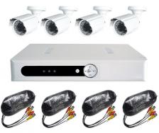 Video Control VC-4SD5A-HD, комплект системы видеонаблюдения, Analog HD, разрешение 1280*720 (720з),4х портовый видеорегистратор VC-D5AUSB-HD, 4шт. цветные камеры VC-7007CW-HD, 4шт комб. кабеля по 20м, БП-5А, мышь, ИК пульт, крепжка
