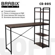 Стол на металлокаркасе BRABIX "LOFT CD-005", 1200х520х1200 мм, 3 полки, цвет морёный дуб, 641221 Стол на металлокаркасе BRABIX "LOFT CD-005", 1200х520х1200 мм, 3 полки, цвет морёный дуб, 641221