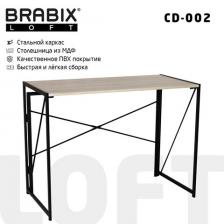 Стол на металлокаркасе BRABIX "LOFT CD-002", 1000х500х750 мм, складной, цвет дуб натуральный, 641214 Стол на металлокаркасе BRABIX "LOFT CD-002", 1000х500х750 мм, складной, цвет дуб натуральный, 641214