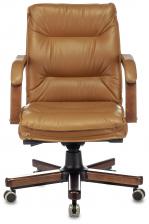 Офисная мебель Бюрократ T-9927WALNUT-LOW/MUS (Office chair T-9927WALNUT-LOW mustard leather low back cross metal/wood) – фото 1
