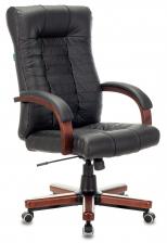Офисная мебель Бюрократ KB-10WALNUT/B/LEATH (Office chair KB-10WALNUT black leather cross metal/wood)