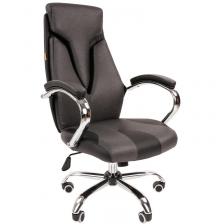 Кресло для руководителя Chairman 901 серое/черное (искусственная кожа, металл)