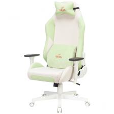 Кресло игровое Zombie Fabric белый/зелёный с подголов. Крестовина пластик (белый)