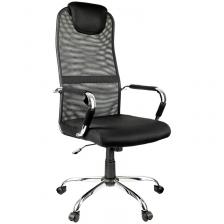 Кресло руководителя Helmi HL-E25 Intelligent, ткань/сетка черная, подголовник хром