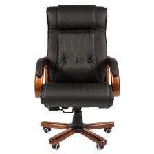 Кресло для руководителя Chairman 653 черное (натуральная кожа, металл) – фото 1