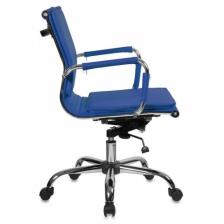 Кресло руководителя БЮРОКРАТ CH-993-Low/blue низкая спинка синий искусственная кожа крестовина хром