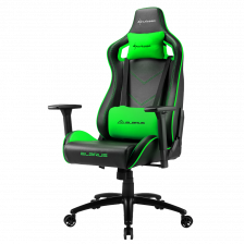 Кресло для геймера Sharkoon Elbrus 2 чёрно-зелёное (синтетическая кожа, регулируемый угол наклона, механизм качания)