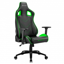 Кресло для геймера Sharkoon Elbrus 2 чёрно-зелёное (синтетическая кожа, регулируемый угол наклона, механизм качания) – фото 2