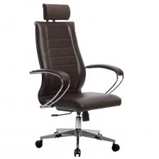 Кресло Метта К-33, хромированное, кожа, темно-коричневое (532480)