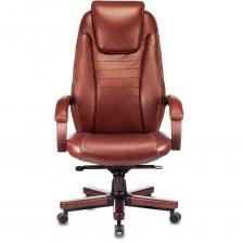Кресло руководителя Бюрократ T-9923WALNUT светло-коричневый Leather Eichel кожа крестовина металл/дерево – фото 1