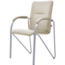Конференц-кресло Samba Silver светло-бежевое (искусственная кожа, металл серебряный)