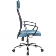 Кресло руководителя Бюрократ KB-6N черный TW-01 сиденье синий 38-415 сетка/ткань с подголов. крестовина металл хром – фото 4