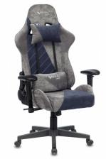 Кресло ZOMBIE игровое VIKING X Fabric серый/темно-синий с подголов. крестовина пластик (VIKING X NAVY)