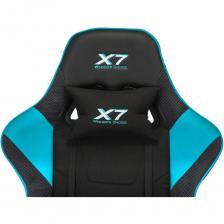 Кресло для геймера A4Tech X7 GG-1100 черный/голубой текстиль/эко.кожа крестовина пластик – фото 3