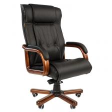 Кресло для руководителя Chairman 653 черное (натуральная кожа, металл)