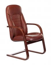 Офисная мебель Бюрократ T-9923WALNUT-AV/CH (Office chair T-9923WALNUT-AV light brown Leather Eichel leather runners wood)