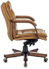 Офисная мебель Бюрократ T-9927WALNUT-LOW/MUS (Office chair T-9927WALNUT-LOW mustard leather low back cross metal/wood) – фото 2