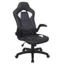 Кресло компьютерное BRABIX "Skill GM-005", откидные подлокотники, экокожа, черное/белое, 532493 Кресло компьютерное BRABIX "Skill GM-005", откидные подлокотники, экокожа, черное/белое, 532493