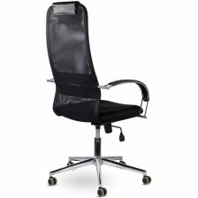 Кресло для руководителя BRABIX Premium Pilot EX-610 CH, хром, ткань/сетка/экокожа, черное – фото 3