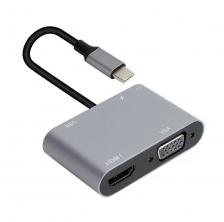Переходник/адаптер Адаптер Aopen/Qust Кабель ACU4511 USB Type-Cm--VGA, HDMI 4k*30Hz, USB3.0, PD, Audio, iOpen (Aopen/Qust)ACU4511