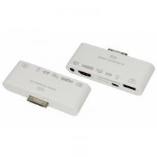 AV адаптер 6 в 1 для iPhone 4/4S на HDMI, USB, microSD, SD, 3.5 мм, microUSB, цена за 1 шт
