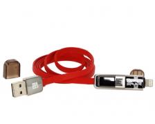Кабель USB Remax Адаптер MicroUSB Lightning Transformers 5015 Плоский 1м Красный