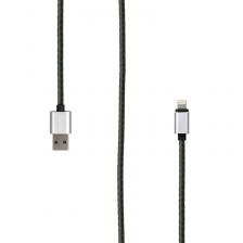 Кабель Rombica Digital IL-01 USB - Apple Lightning (MFI) оплетка под кожу 1м темно-зеленый