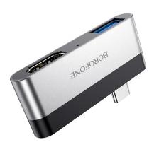 Переходник для Macbook Borofone DH2 Type-С to USB/HDMI Silver – фото 3