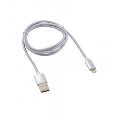 Кабель REXANT USB-Lightning 1 м, серебристая нейлоновая оплетка, цена за 1 шт