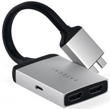 Адаптер Satechi Type-C Dual HDMI ST-TCDHAS для MacBook с 2хUSB-C (2019/2018 MacBook Pro, 2018 MacBook Air, 2018 Mac Mini), 2хHDMI 4K/USB-C PD, серебря Адаптер Satechi Type-C Dual HDMI ST-TCDHAS для MacBook с 2хUSB-C (2019/2018 MacBook Pro, 2018 MacBook Air, 2018 Mac Mini), 2хHDMI 4K/USB-C PD, серебря